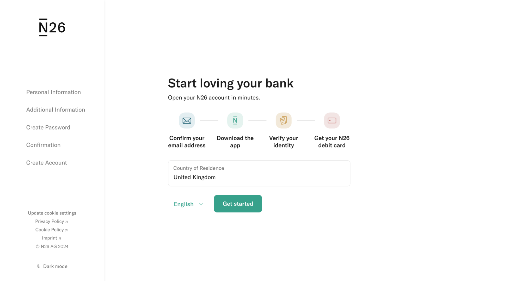 N26 outlines its full process upfront for users. 