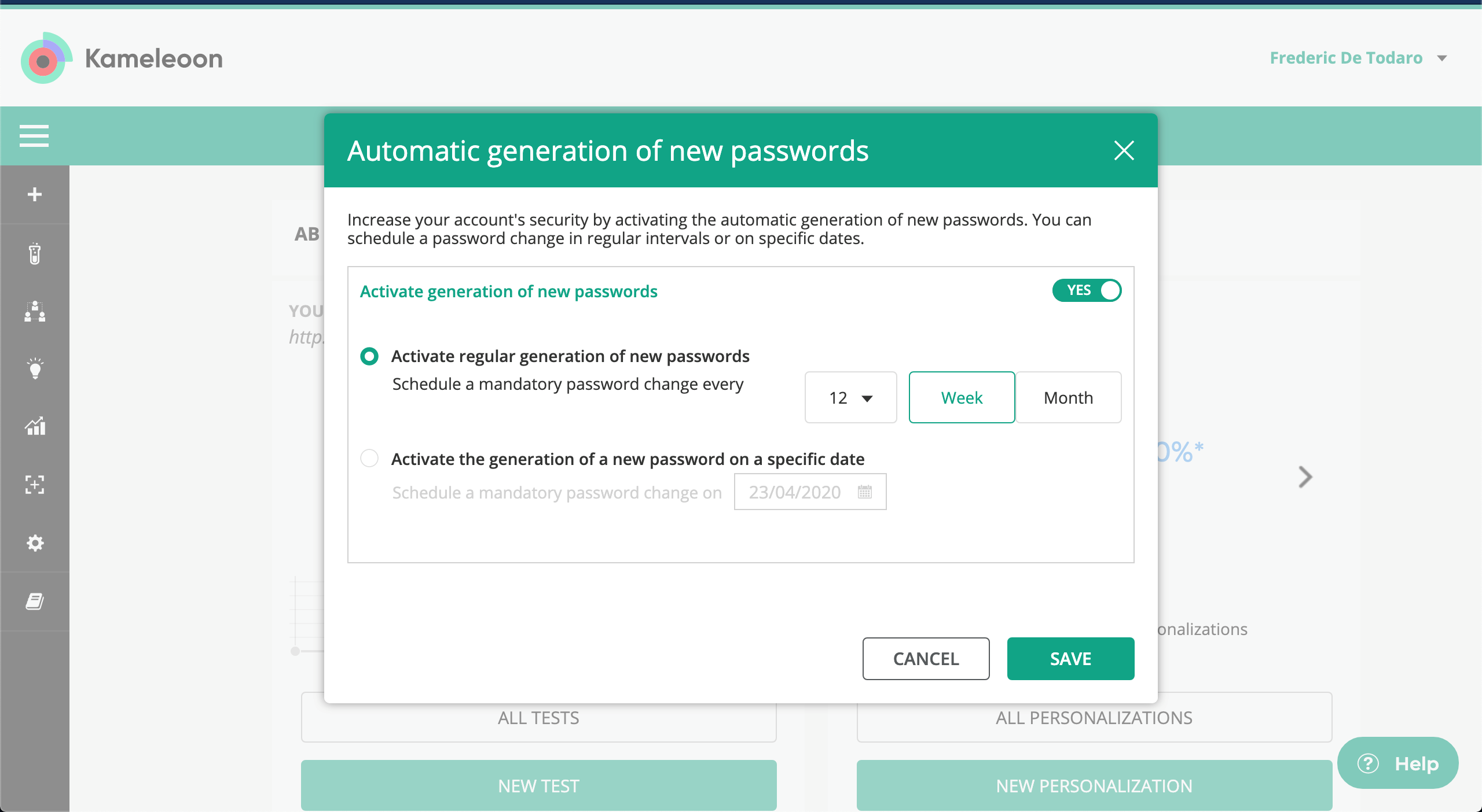 Automatic generation of new passwords
